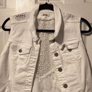 White distressed denim vest